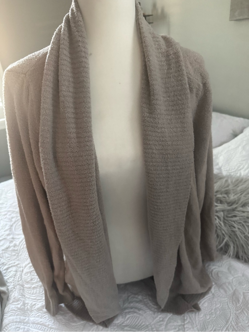 Barefoot Dreams Open-Front Cardigan Sweater - Taupe Gray